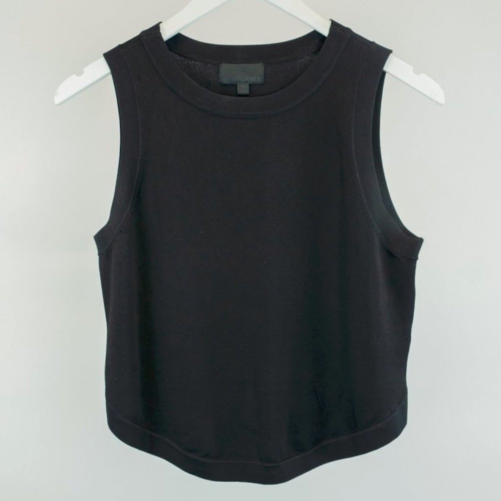 INTERMIX Black Cropped Knit Tank